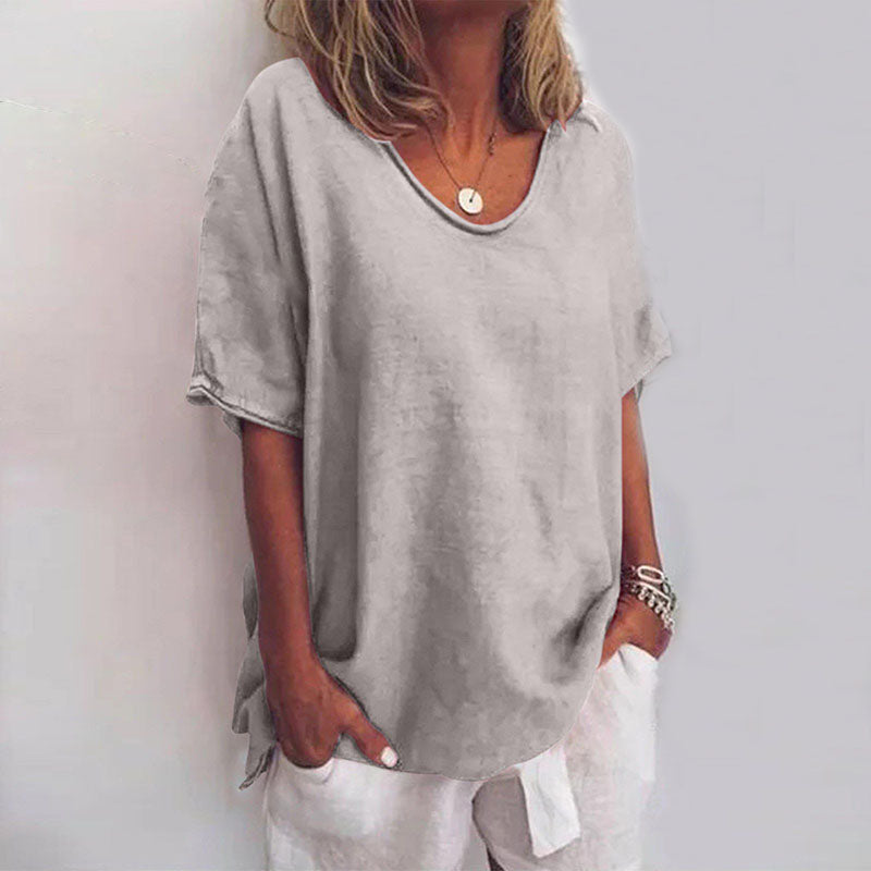 T-shirt femme simple col rond style décontracté pour un look moderne