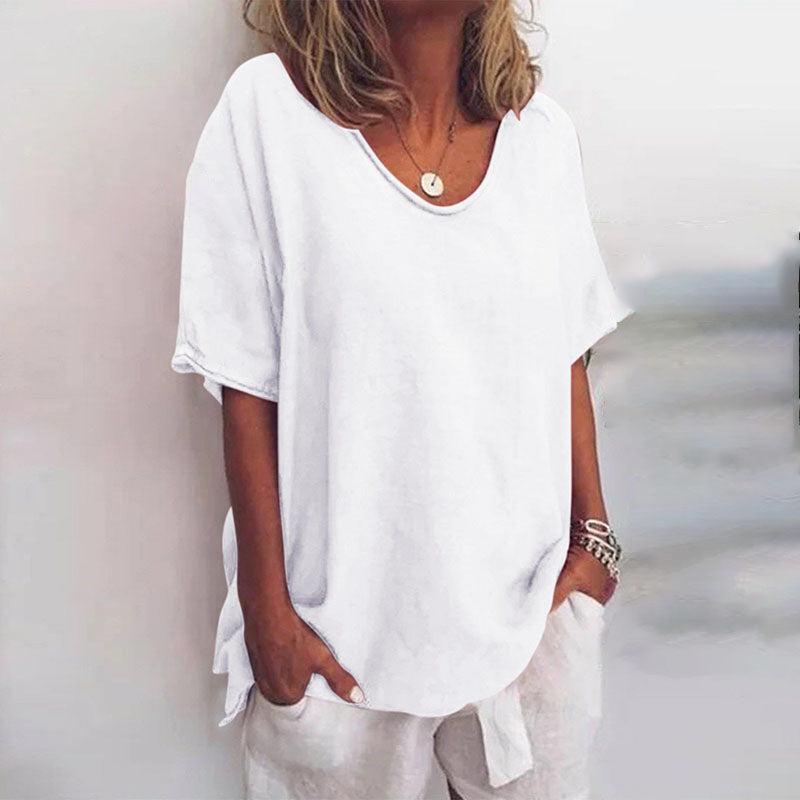 T-shirt femme simple col rond style décontracté pour un look moderne