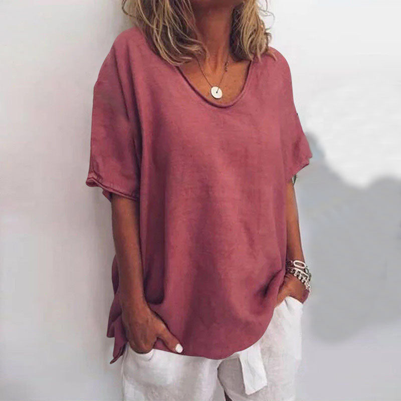 T-shirt femme simple col rond style décontracté pour un look moderne