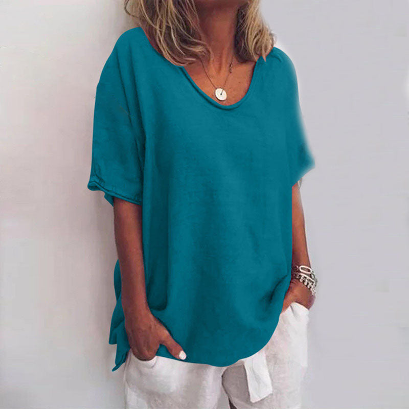 T-shirt femme simple col rond style décontracté pour un look moderne