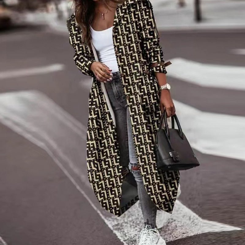 Trench long pour femme coupe ample et décontractée fluide